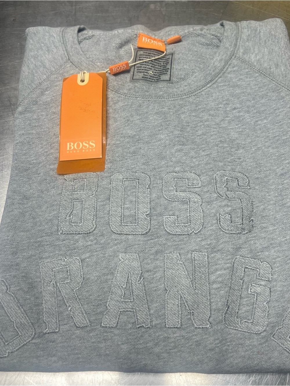 Boss Gray Sweatshirt with Orange Tag
